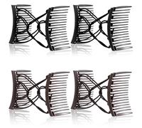 Qianyu 4 fermagli per capelli magici elastici regolabili, senza pieghe, stile vintage, doppio chignon, accessori per capelli per donne e ragazze, capelli ricci, spessi, mossi, coda di cavallo,