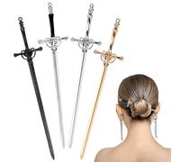 Qianyu 4 Pezzi Cinese Forcina Dei Capelli Bacchette A Forma di Spada Del Pendente Stile Antico Spada Dei Capelli Bacchette Vintage Stile Dei Capelli Per Le Donne Accessori Per Capelli (Multicolore 2)
