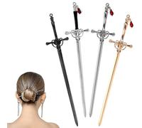 Qianyu 4 Pz Cinese Tornante Bacchette a forma di spada Ciondolo a forma di spada stile antico bacchette di stile vintage cinese per accessori per capelli donna