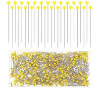 Qianyu 500 spilli da cucito dritti per tessuto, 4,4 cm, testa a sfera in vetro giallo, spilli per trapuntatura, sartoria, corpetto, spilli per cucito, artigianato, creazione di gioielli, fai da te,