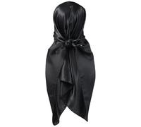Qianyu 90 x 90 cm, grandi sciarpe quadrate da donna, in seta nera, bandana, fazzoletto per capelli, fazzoletto per capelli in raso, per avvolgere i capelli e dormire di notte, Nero , Taglia unica