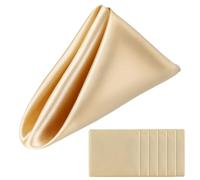 Qianyu Confezione da 6 tovaglioli lavabili in poliestere, 43,2 x 43,2 cm, ideali per la tavola, la cena e la cena color champagne, con bordi orlati, per feste, matrimoni, ristoranti, hotel, cene e