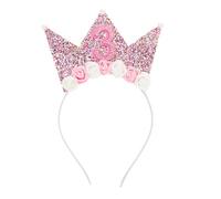 Qianyu Fascia per compleanno per 3 anni con brillantini, decorazioni per ragazze, fascia elastica principesse, tiara, piccola fascia per capelli, per feste di compleanno, Halloween, carnevale
