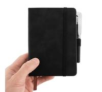 Qianyu Small Notebook with Pen Mini Pocket Notebook 100 Sheets Hardcover College Ruled Lined Journal Leather Cover Thick Paper Notepad with Pen Holder Page Marker Ribbons for Office School Students