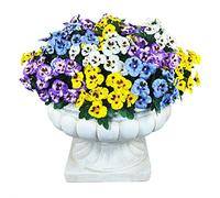 QIANYUN 12pcs Fiori di viola del pensiero artificiali - Piante finte per uso esterno o interno - Decorazioni floreali finte con colore resistente allo sbiadimento - 30 cm (bianco blu viola giallo)