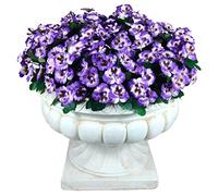 QIANYUN 8pcs Fiori di viola del pensiero artificiali - Piante finte per uso esterno o interno - Decorazioni floreali finte con colore resistente allo sbiadimento - 30 cm (Viola chiaro)