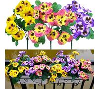 QIANYUN 9 pezzi fiori artificiali imitazione pensiero, fiori di seta creativi, decorazione simulazione pianta per matrimonio casa all'aperto festa decorazione dimensione 30 cm (giallo rosa rosso viola
