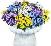 QIANYUN Fiori artificiali all'aperto resistenti ai raggi UV Pensieri artificiali finto fiore di plastica sciolto falsi piante all'aperto (2, blu) 23x23x35cm