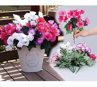 QIANYUN Fiori artificiali all'aperto resistenti ai raggi UV Pensieri artificiali finto fiore di plastica sciolto falsi piante all'aperto (6, bianco rosa viola) 3669 23x23x35cm