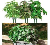 QIANYUN Fiori artificiali all'aperto resistenti ai raggi UV Pensieri artificiali finto fiore di plastica sciolto falsi piante all'aperto (6, piantagione verde) 23x23x35cm