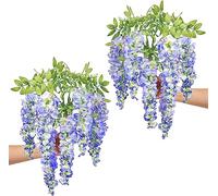 QIANYUN Fiori Artificiali Esterni Resistente ai UV Pensieri Artificiali Falso Fiore di Plastica Bulk False Piante All'aperto (Blu glicine, 2)