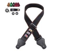 Qiaohome Chitarra Folk Chitarra Elettrica Basso Tracolla nel Puro Cotone con Pick-Black