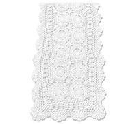 Qiaohome Runner da tavola in cotone fatto a mano all'uncinetto bianco rettangolare comò Decor