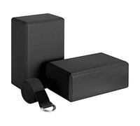 Qiaohome Set di blocchi e cinghie per yoga in schiuma EVA, morbidi e antiscivolo, accessori per yoga, colore nero