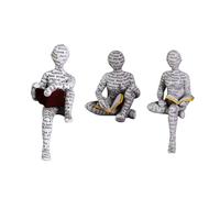 QIAOIDEA Set di 3 statuette astratte per lettura - Scultura moderna per gli amanti dei libri, per scrivania, ufficio, biblioteca o libreria, regalo decorativo unico in resina per lettori e scrittori