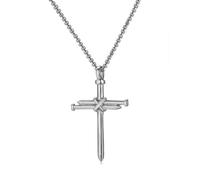QIAOLEHUI Collana a croce per gli uomini in acciaio inossidabile vintage lucido nero oro argento ciondolo croce catena catena croce cristiano Gesù gioielli regali, Large, Metallo, Nessuna pietra