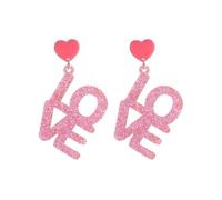 QIAOLEHUI Orecchini pendenti lunghi a forma di cuore con lettera d'amore, gioielli da donna, Large, Acrilico, Nessuna pietra preziosa