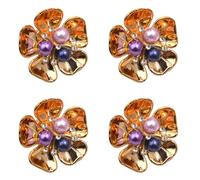 QIAOLIDA 4 pezzi perline strass camicia gemelli clip fiore forma bottoni coperture per camicia giacche vestito abbigliamento decorazione