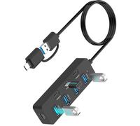 QIAOLIDA Hub USB a 7 porte con doppia presa USB A e C per trasferimento dati ad alta velocità da 5 Gbps, plug and play ampia compatibilità multi