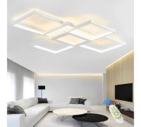 Qiaomao Plafoniera LED Soffitto Moderna 3 Rettangolare Dimmerabile 120W Lampadario Soggiorno con Telecomando 140 cm Acryl Lampada Soffitto, Base Centrale con Illuminazione a LED, Bianco