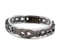 Qiaonitu Braccialetto da uomo in acciaio inox con ciondoli da 19 a 22 cm, stile vintage, totem, cubani, gioielli color argento e nero, 11 mm, 7.5 inches, Acciaio inossidabile, Zirconia cubica