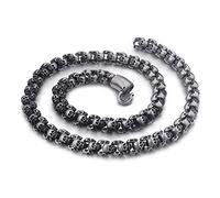 Qiaonitu Punk Vintage lunga collana teschio per gli uomini in acciaio inox fresco lucido/pennello fascino Biker catena catena collana maschio gotico gioielli, 70cm, Metallo, Zirconia cubica