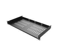 QiaoYoubang Ripiani universali per rack 1U, 25,4 cm di profondità, in acciaio ventilato, per montaggio su mensole di apparecchiature di rete da 48,3 cm, colore nero (25,4 cm)