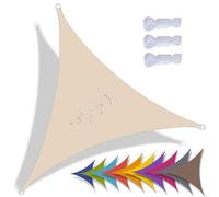 QIAQ Tenda A Vela Triangolare Impermeabile, Vela Ombreggiante Parasole Protezione Raggi UV per Giardino Esterno Terrazza (2.4x2.4x2.4m,Beige Chiaro)