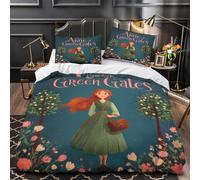 QIAVXZIP Anna dai capelli rossi Impressione 3D 3 pz coperteletto Libro illustrato per bambini cover piumone microfibra morbida ipoallergenica per adolescenti ragazze uomini Single（140x200cm）