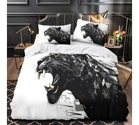 QIAVXZIP BlackPantherArt Impressione 3D 3 pz coperteletto Stile Fauna Selvatica Digitale fodera per edredone microfibra zip antiacari per ragazze bambini uomini Super king（260x220cm）