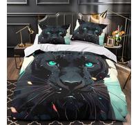 QIAVXZIP BlackPantherArt Impressione 3D 3 pz cover piumone StileFantasiaDigitale coperteletto microfibra traspirante zip per bambini ragazzi uomini Super king（260x220cm）