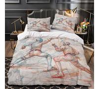 QIAVXZIP duello di scherma Impressione 3D 3 pz coperteletto schizzo di movimento dinamico fodera per edredone microfibra morbida zip per bambini uomini adulti King（220x240cm）