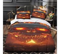 QIAVXZIP FierySkull Impressione 3D 3 pz coperteletto HorrorArtStyle cover piumone microfibra morbida ipoallergenica per adolescenti ragazze uomini Single（140x200cm）