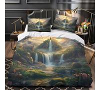 QIAVXZIP Montagna sacra Impressione 3D 3 pz fodera per edredone Arte paesaggistica cristiana coperteletto microfibra morbida antiacari per bambini ragazze adolescenti Super king（260x220cm）