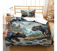 QIAVXZIP Motivo 3D Black Panther Stalking Night 2 Pezzi Set Lenzuola Letto Animal in Microfibra Leggero E Traspirante Con 2 Federe Chiusura A Cerniera Facile Da Pulire Single（135x200cm）