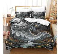 QIAVXZIP Motivo 3D Black Panther Stalking Night 3 Pezzi Set Lenzuola Letto Animal in Microfibra Morbida E Leggera Ipoallergenica Con Cerniera Lavabile in Lavatrice Double（200x200cm）