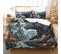 QIAVXZIP Motivo 3D Black Panther Stalking Night 3 Pezzi Set Lenzuola Letto Animal in Microfibra Morbido E Accogliente Ipoallergenica Con Cerniera Facile Da Pulire Double（200x200cm）