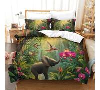 QIAVXZIP Motivo 3D Cute Little Elephant 3 Pezzi Set Di Biancheria Da Letto in Microfibra Leggero E Traspirante Con 2 Federe Chiusura A Cerniera Lavabile in Lavatrice Super King（260x220cm）