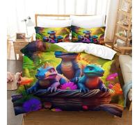 QIAVXZIP Motivo 3D Dinosaur 3 Pezzi Set Di Biancheria Da Letto Animal in Microfibra Morbida E Leggera Con 2 Federe Con Cerniera Facile Da Pulire King（220x240cm）