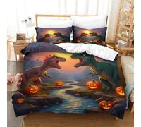 QIAVXZIP Motivo 3D Dinosaur 3 Pezzi Set Di Biancheria Da Letto Animal in Microfibra Morbida E Leggera Con 2 Federe Chiusura A Cerniera Lavabile in Lavatrice Double（200x200cm）