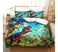 QIAVXZIP Motivo 3D Dinosaur 3 Pezzi Set Lenzuola Letto Animal in Microfibra Morbida E Leggera Ipoallergenica Chiusura A Cerniera Facile Da Pulire Double（200x200cm）