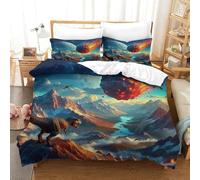 QIAVXZIP Motivo 3D Dinosaur 3 Pezzi Set Lenzuola Letto Animal in Microfibra Morbido E Accogliente Ipoallergenica Chiusura A Cerniera Lavabile in Lavatrice Super King（260x220cm）