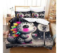 QIAVXZIP Motivo 3D Dinosaur 3 Pezzi Set Lenzuola Letto Animal in Microfibra Morbido E Accogliente Ipoallergenica Chiusura A Cerniera Lavabile in Lavatrice King（220x240cm）