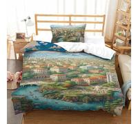 QIAVXZIP Motivo 3D Göreme National Park 2 Pezzi Set Di Biancheria Da Letto in Microfibra Morbido E Accogliente Con 2 Federe Chiusura A Cerniera Lavabile in Lavatrice Single（135x200cm）