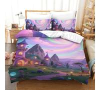 QIAVXZIP Motivo 3D Göreme National Park 3 Pezzi Set Di Biancheria Da Letto in Microfibra Leggero E Traspirante Con 2 Federe Con Cerniera Facile Da Pulire Single（140x200cm）