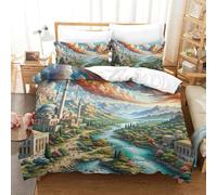 QIAVXZIP Motivo 3D Göreme National Park 3 Pezzi Set Di Biancheria Da Letto in Microfibra Morbida E Leggera Con 2 Federe Chiusura A Cerniera Facile Da Pulire King（220x240cm）