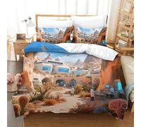 QIAVXZIP Motivo 3D Göreme National Park 3 Pezzi Set Di Biancheria Da Letto in Microfibra Morbida E Leggera Ipoallergenica Con Cerniera Lavabile in Lavatrice King（220x240cm）