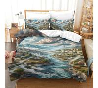 QIAVXZIP Motivo 3D Göreme National Park 3 Pezzi Set Di Biancheria Da Letto in Microfibra Morbido E Accogliente Ipoallergenica Chiusura A Cerniera Lavabile in Lavatrice Single（140x200cm）