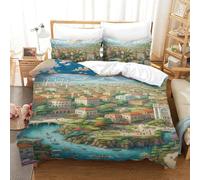 QIAVXZIP Motivo 3D Göreme National Park 3 Pezzi Set Lenzuola Letto in Microfibra Morbido E Accogliente Con 2 Federe Con Cerniera Facile Da Pulire Single（140x200cm）