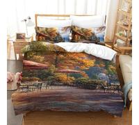 QIAVXZIP Motivo 3D Lake Como 3 Pezzi Set Di Biancheria Da Letto in Microfibra Leggero E Traspirante Ipoallergenica Chiusura A Cerniera Facile Da Pulire Single（140x200cm）